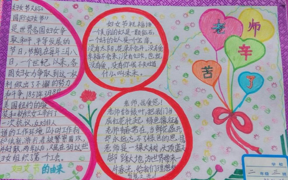 38妇女节老师辛苦了手抄报图片