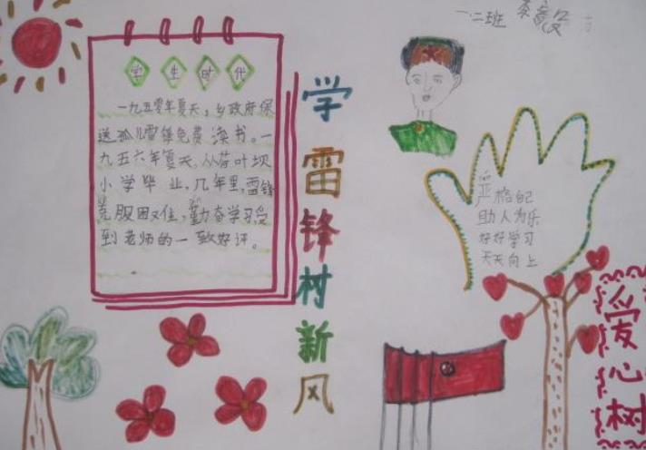 学雷锋树新风手抄报主题绘画作品