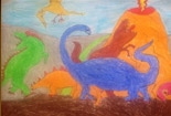 简单水彩画作品-恐龙世界