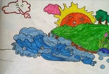儿童水彩画图片-夕阳西下