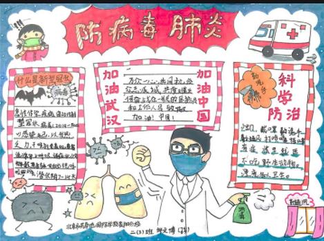 众志成城抗击肺炎手抄报