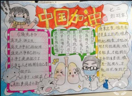 众志成城抗击肺炎手抄报