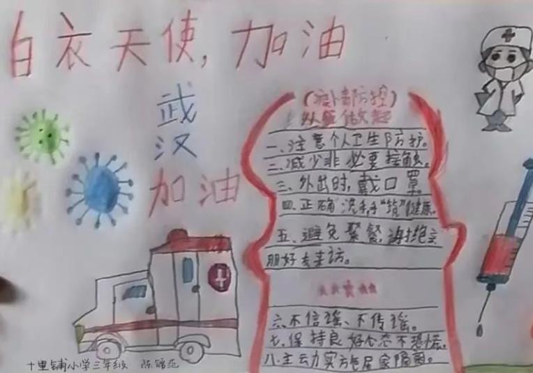 中国加油武汉加油手抄报小学生画报