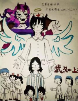 白衣天使们与肺炎患者绘画图集