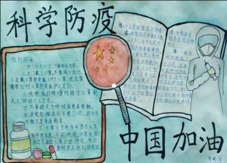 众志成城战胜病毒小学生手抄报画