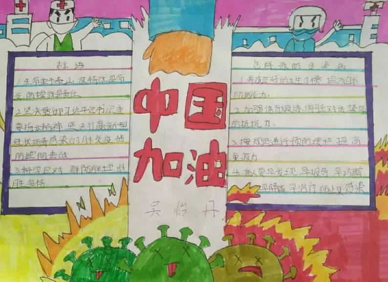众志成城抗疫致敬白衣天使手抄报漂亮