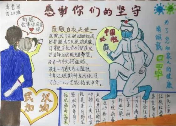 众志成城抗疫致敬白衣天使手抄报漂亮