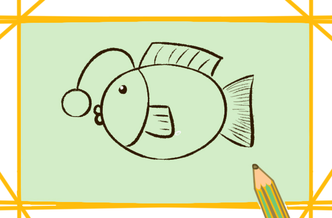胖胖的灯笼鱼简笔画要怎么画