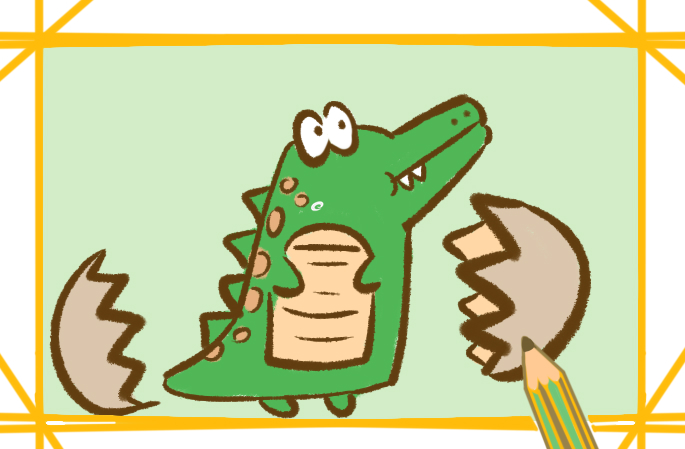 可爱的鳄鱼宝宝简笔画图片教程