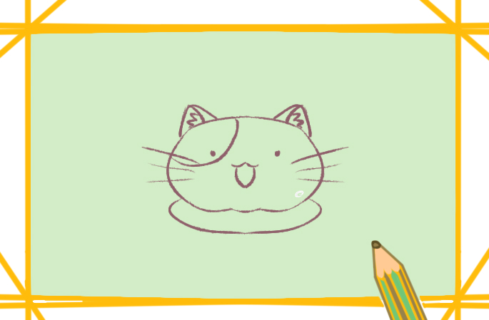 可爱的三色猫上色简笔画图片教程