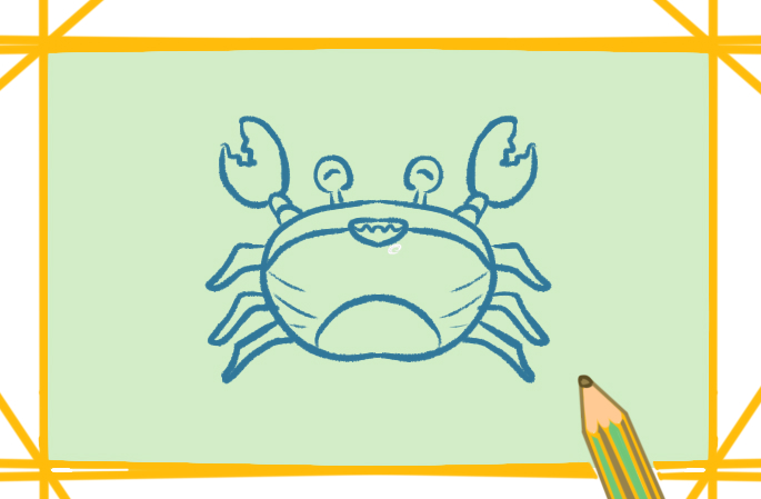 卡通螃蟹上色简笔画图片教程