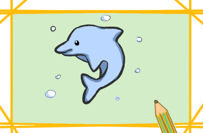 跃起的海豚上色简笔画要怎么画