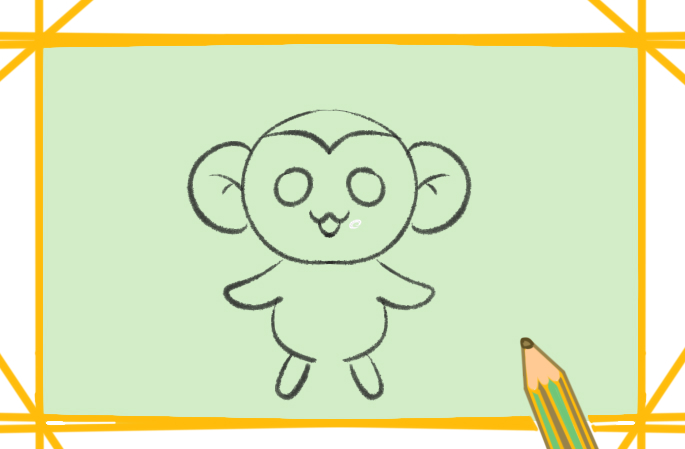 大耳朵猴子涂色简笔画图片教程