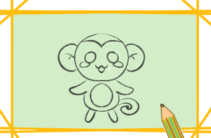 大耳朵猴子涂色简笔画图片教程
