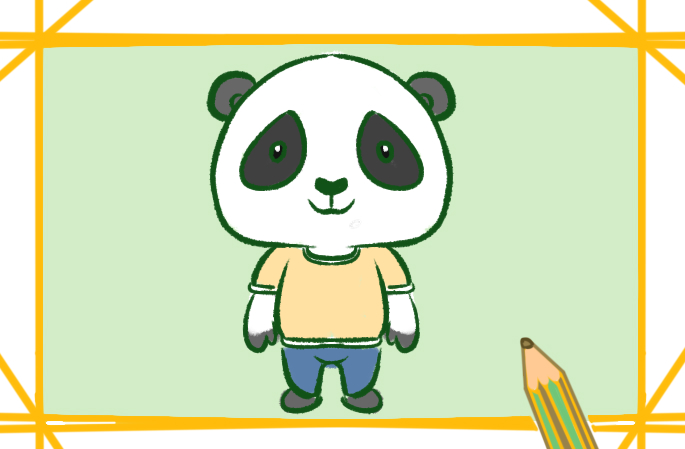 可爱的卡通大熊猫上色简笔画要怎么画