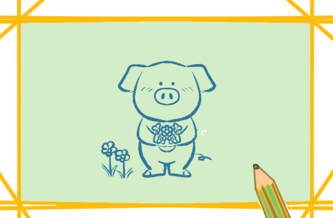 粉红色的小猪上色简笔画要怎么画