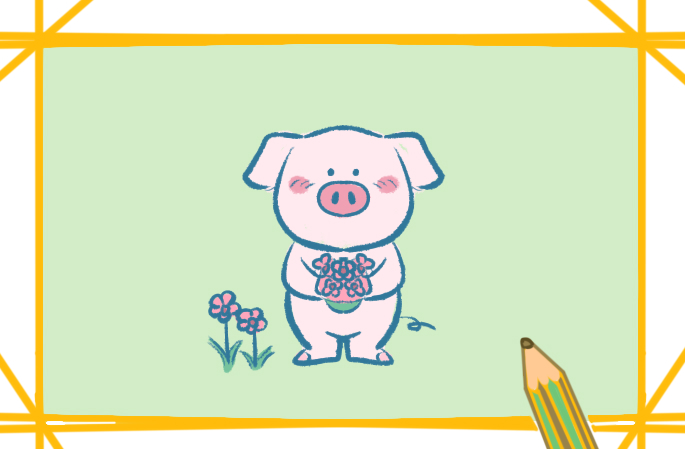 粉嫩的小猪简笔画要怎么画