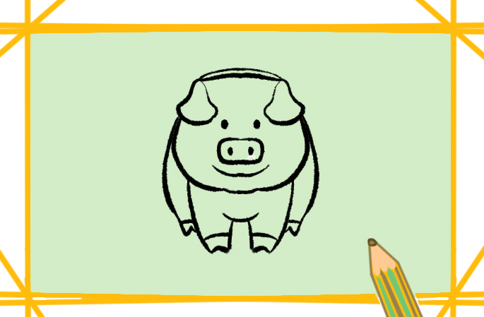 粉色小猪涂色简笔画要怎么画