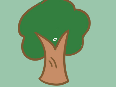 绿色的卡通大树简笔画要怎么画
