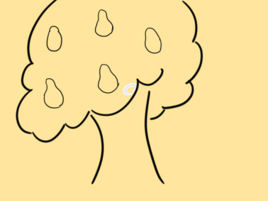 超简单的梨树简笔画步骤图