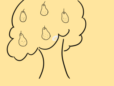 超简单的梨树简笔画步骤图