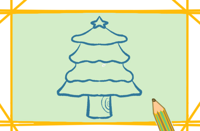圣诞节的圣诞树上色简笔画图片教程