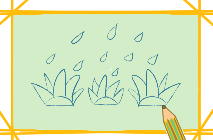 下雨的情景上色简笔画图片教程