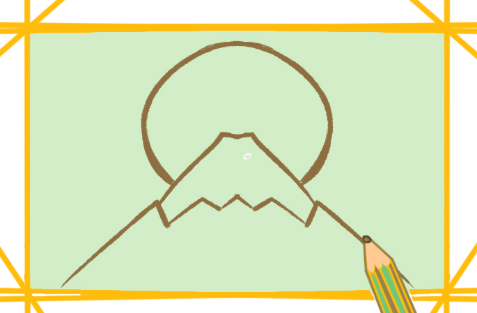漂亮的富士山上色简笔画图片教程