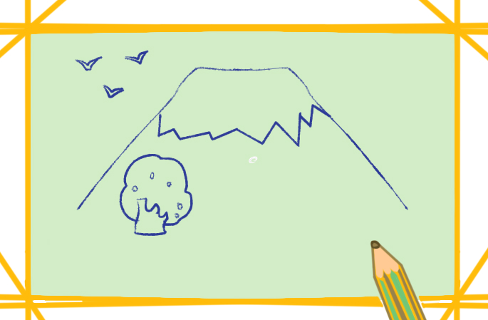 火山之富士山上色简笔画图片教程