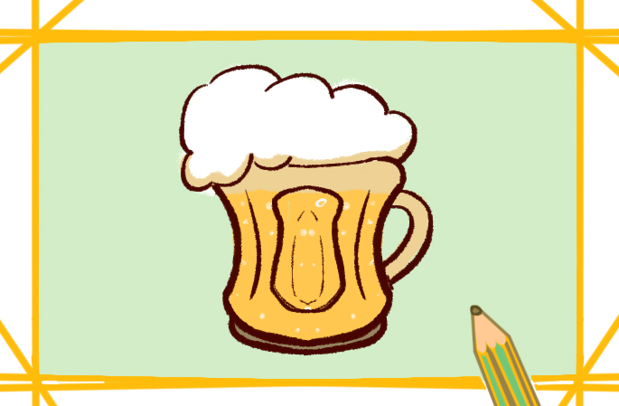 大杯啤酒上色简笔画图片教程