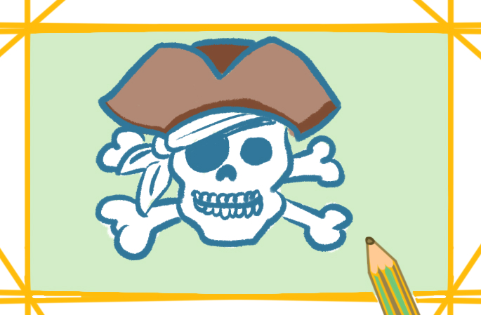 海盗骷髅上色简笔画图片教程