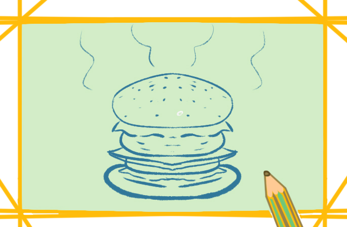 美味汉堡包上色简笔画要怎么画