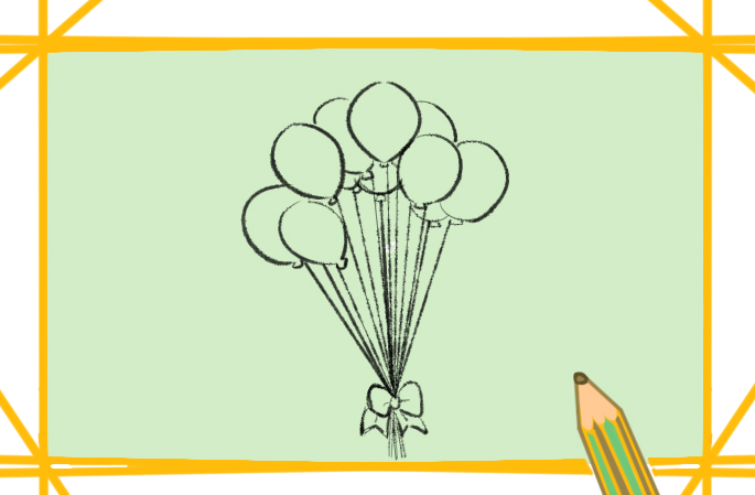 一束彩色气球简笔画原创教程步骤