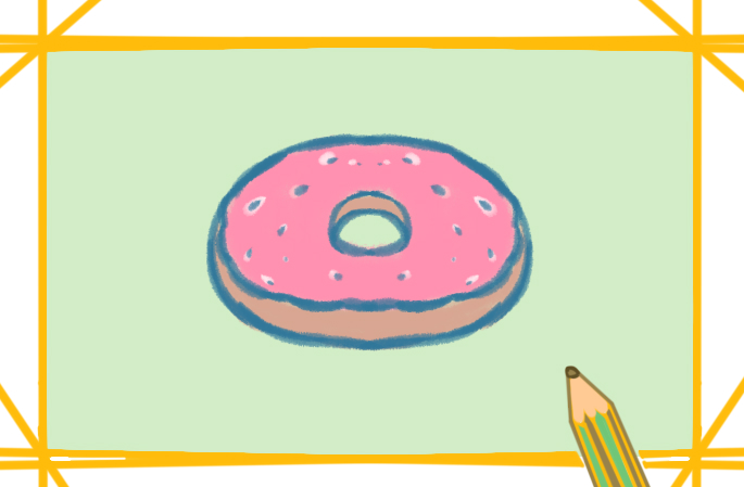 粉色的甜甜圈上色简笔画图片教程