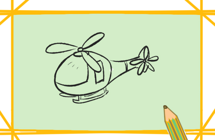 好看的直升飞机上色简笔画图片教程
