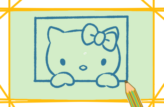 漂亮的凯蒂猫上色简笔画图片教程