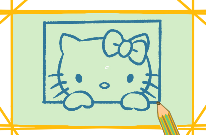 漂亮的凯蒂猫上色简笔画图片教程