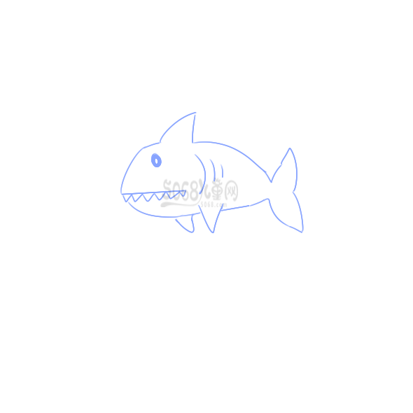 呆萌的大鲨鱼简笔画步骤图