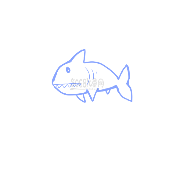 呆萌的大鲨鱼简笔画步骤图
