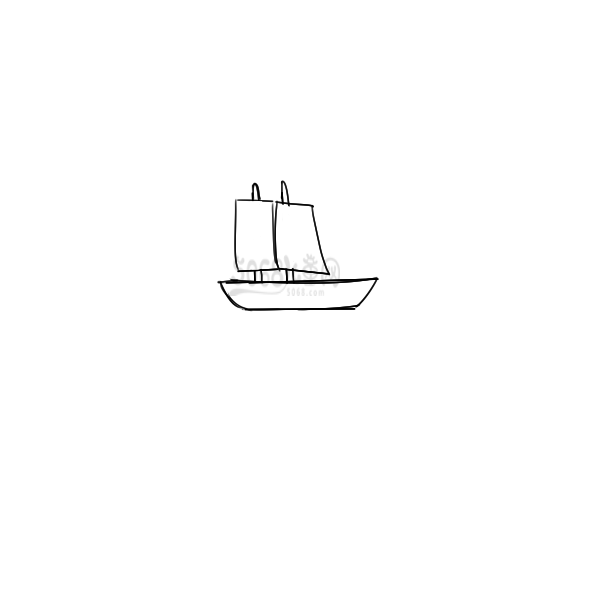 海上的帆船简笔画步骤图