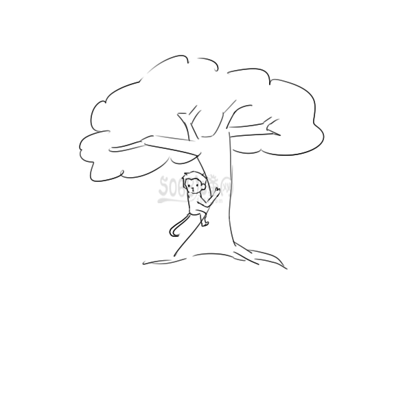 爬树的猴子怎么画