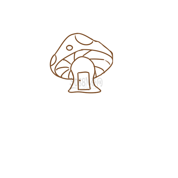 超简单的蘑菇屋简笔画步骤图