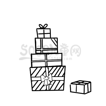 圣诞节礼物堆成山的简笔画怎么画