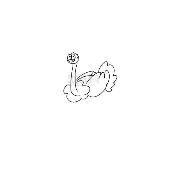 可爱的鸵鸟手绘过程图