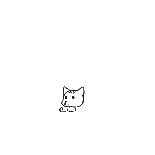 可爱的小猫抓鱼简笔画原创教程步骤