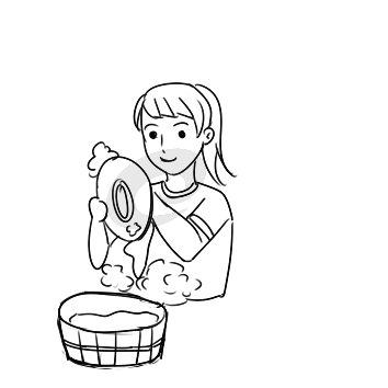 小学生洗碗简笔画女孩图片